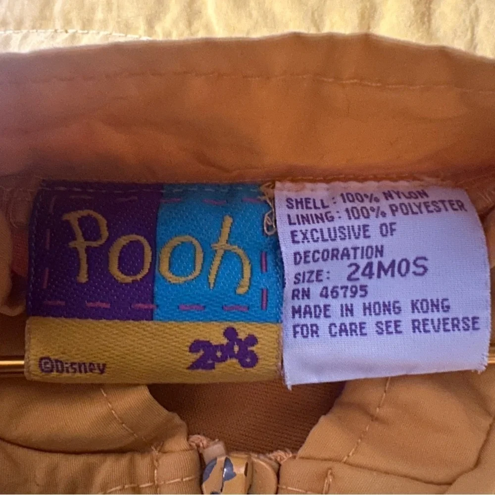 Vintage Pooh Yellow Quilted Vest with Embroidered Patch - 24 Months